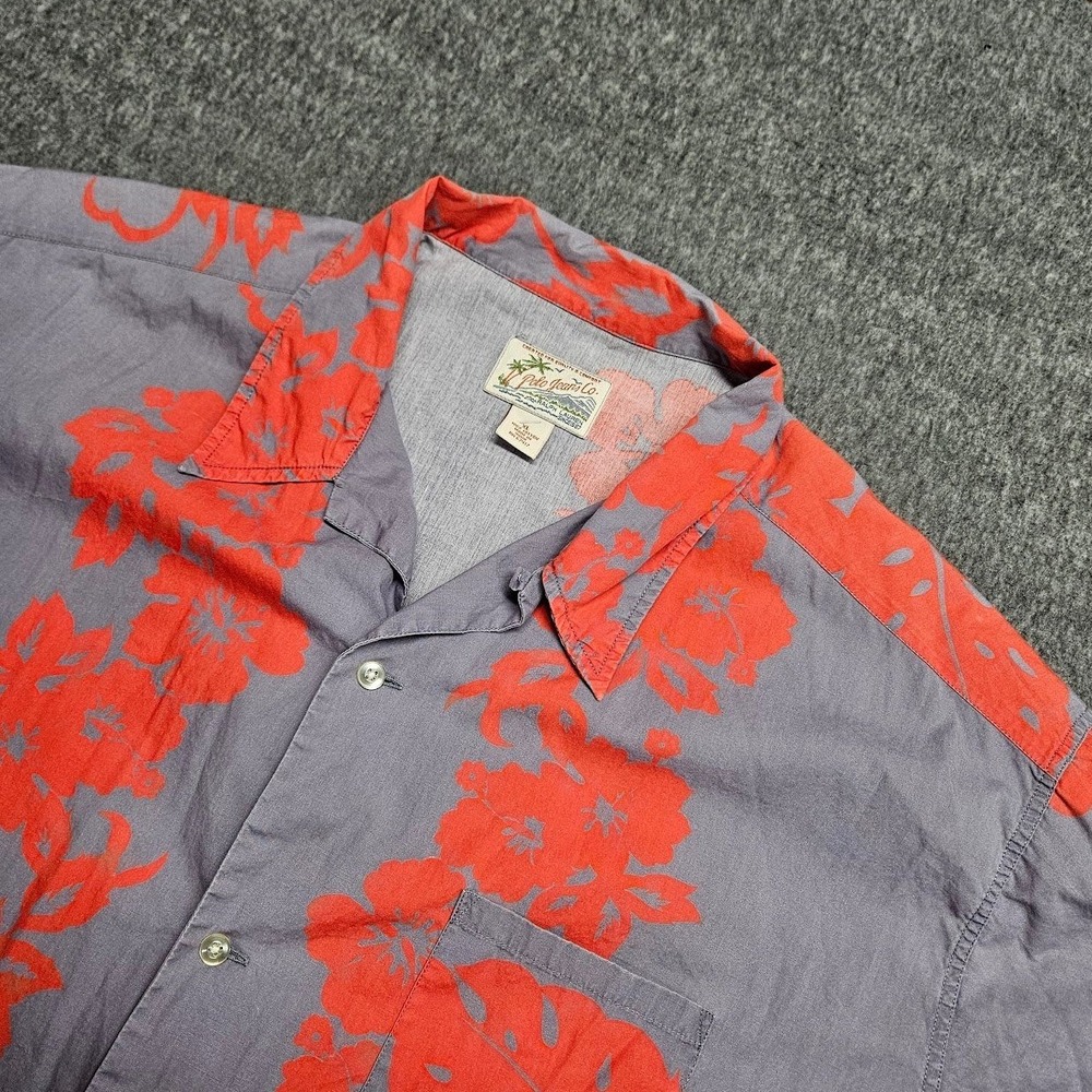 Polo Jeans Co Ralph Lauren Shirt Mens XL Blue Red Floral Tropical Short Sleeve